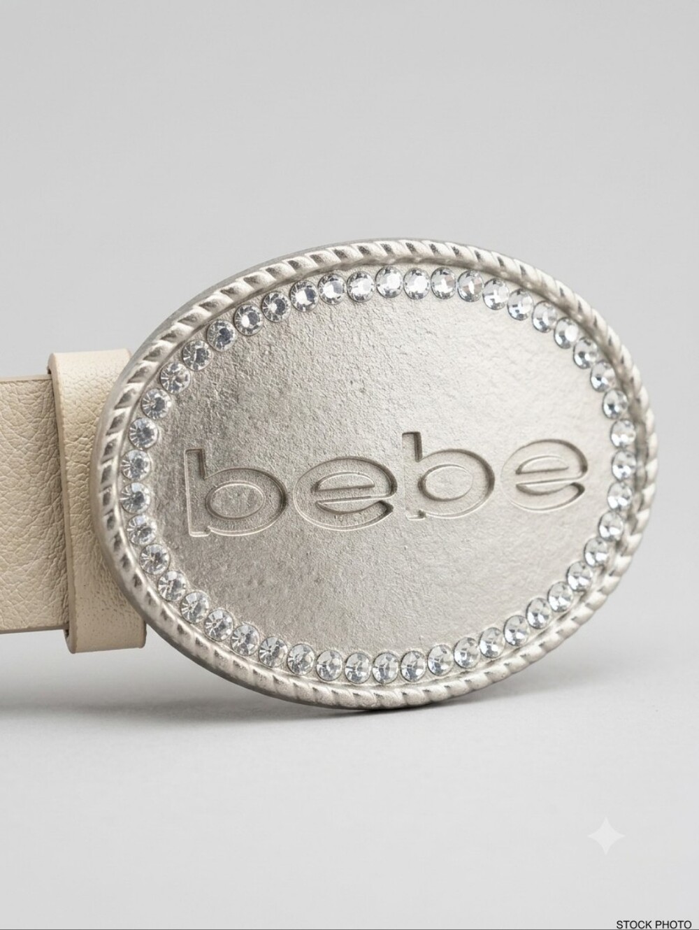 Bebe Leather Belt With grommets and rhinestones